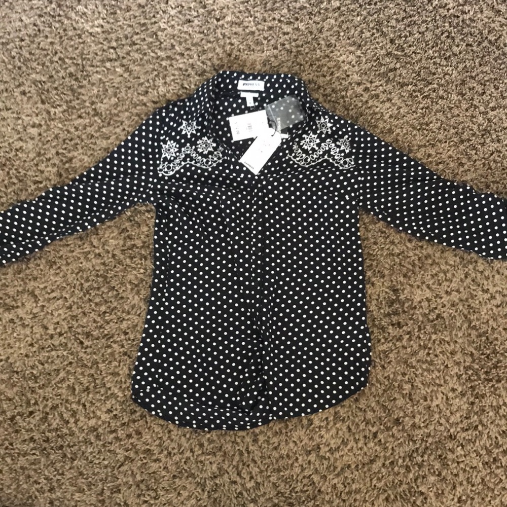 Express Black Button Up Blouse